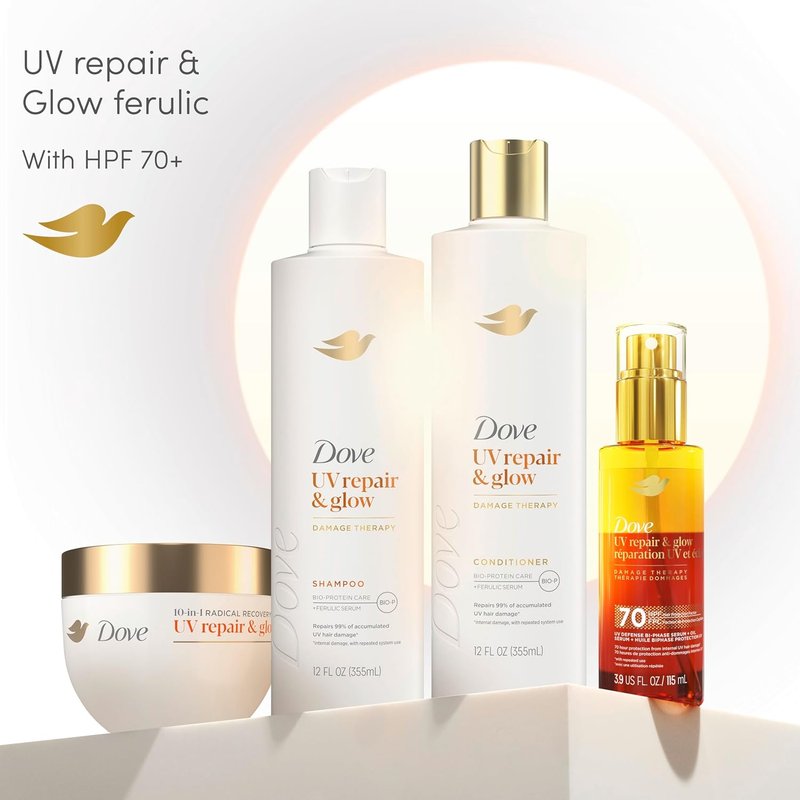 Dove Radical Recovery Hair Mask - 10-in-1 UV Repair & Glow Treatment | 9.2 oz with Melting Lumi-Beads