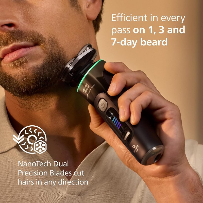 Philips Norelco Shaver i9000 Prestige - Wet & Dry Electric Shaver with SenseIQ Pro Technology | Black Gradient, 5 Modes, Precision Blades