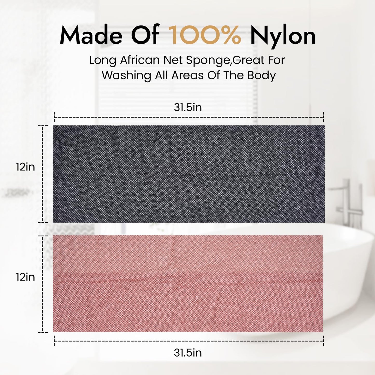 African Net Sponge 5-piece exfoliating Scrub is Suitable for All Skin Types,Bath Sponge for the face and Body, Durable and Gently Exfoliation