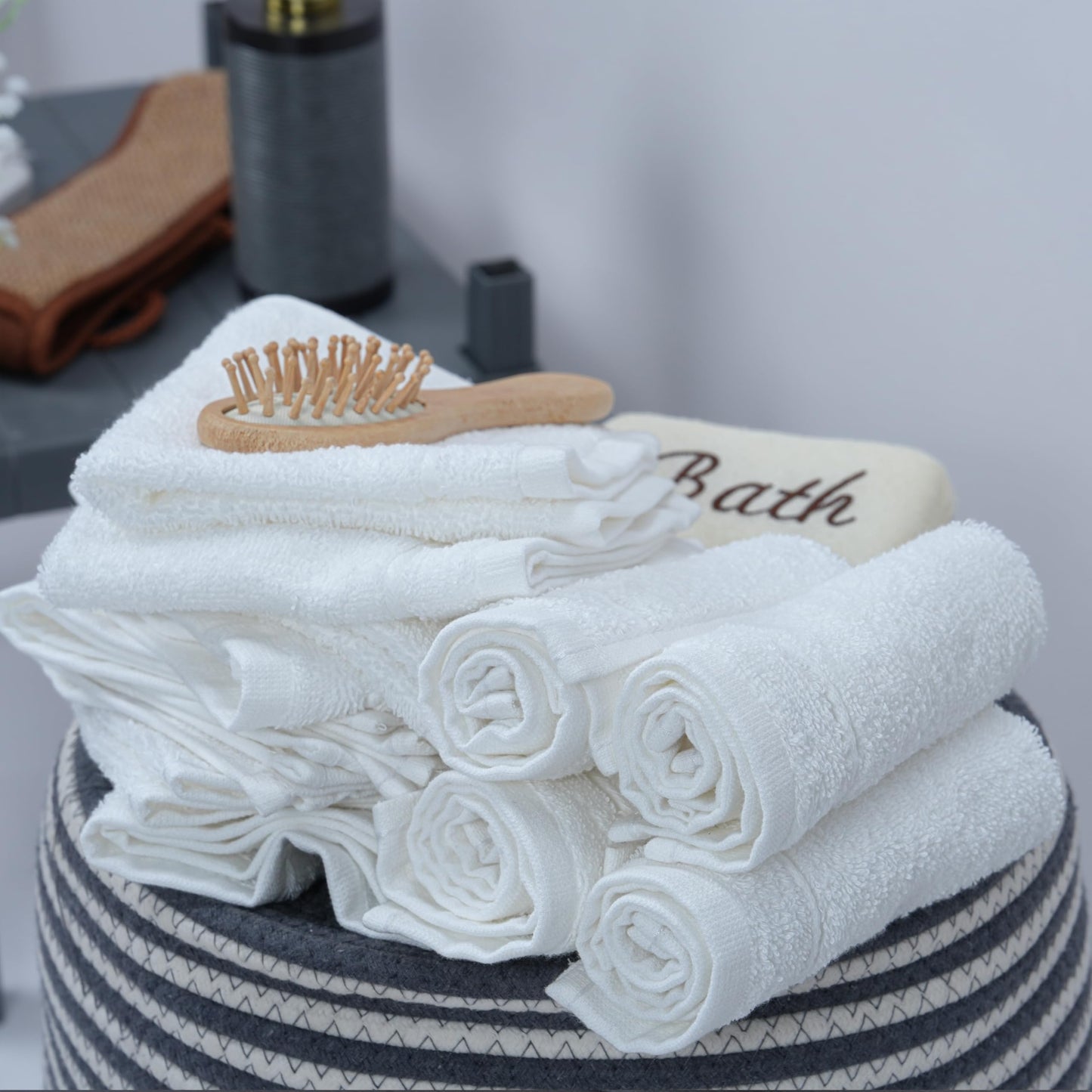 Tens Towels Pack of 60 Washcloths, 12 x 12 Inches, Lighter Weight, Quick to Dry, Super Soft & Absorbent, Gentle Face Towels, Hotel Quality, Perfect for Bathroom, Gym, Spa (White, 60 Pack)