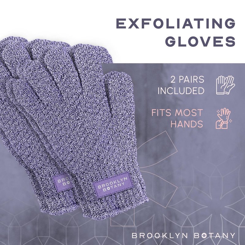 Brooklyn Botany Exfoliating Gloves for Bath and Shower – Heavy Duty Exfoliating Body Scrubber for Massage and Dead Skin Remover for Body – 2 Pairs