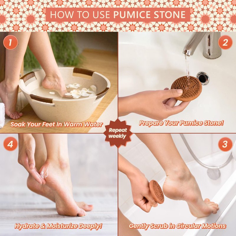 Natural Terracotta Pumice Stone for Feet – Handcrafted Foot Scrubber & Callus Remover with Gentle Exfoliation and Ergonomic Design for Smooth, Soft & Refreshed Feet – for a Spa-Like Pedicure