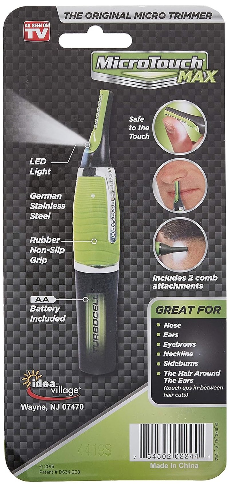 Micro Touch MAX Hair Trimmer - Precision Grooming Tool for All Hair Types | Green RTC12
