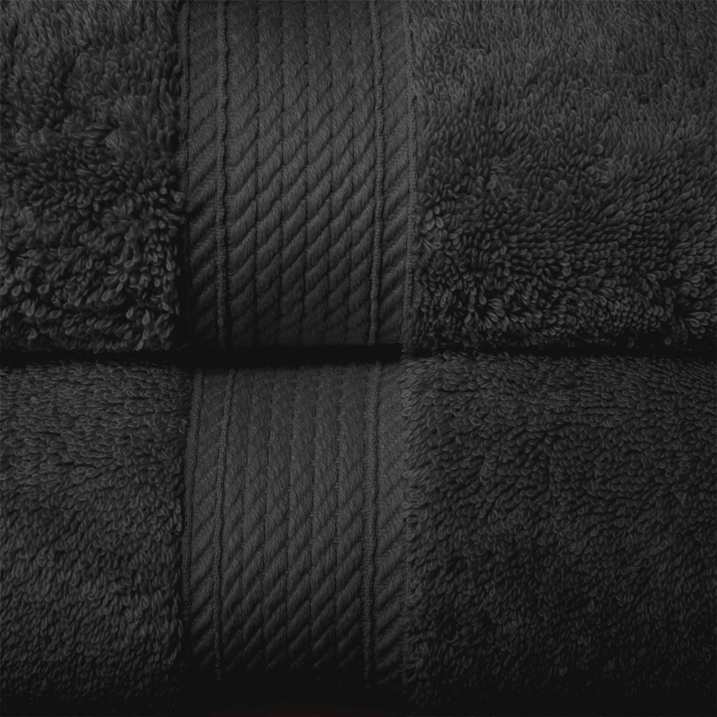 Superior Egyptian Cotton Pile 10 Piece Towel Set, Includes 2 Bath, 4 Hand, 4 Face Towels/ Washcloths, Ultra Soft Luxury Towels, Thick Plush Essentials, Guest Bath, Spa, Hotel Bathroom, Black