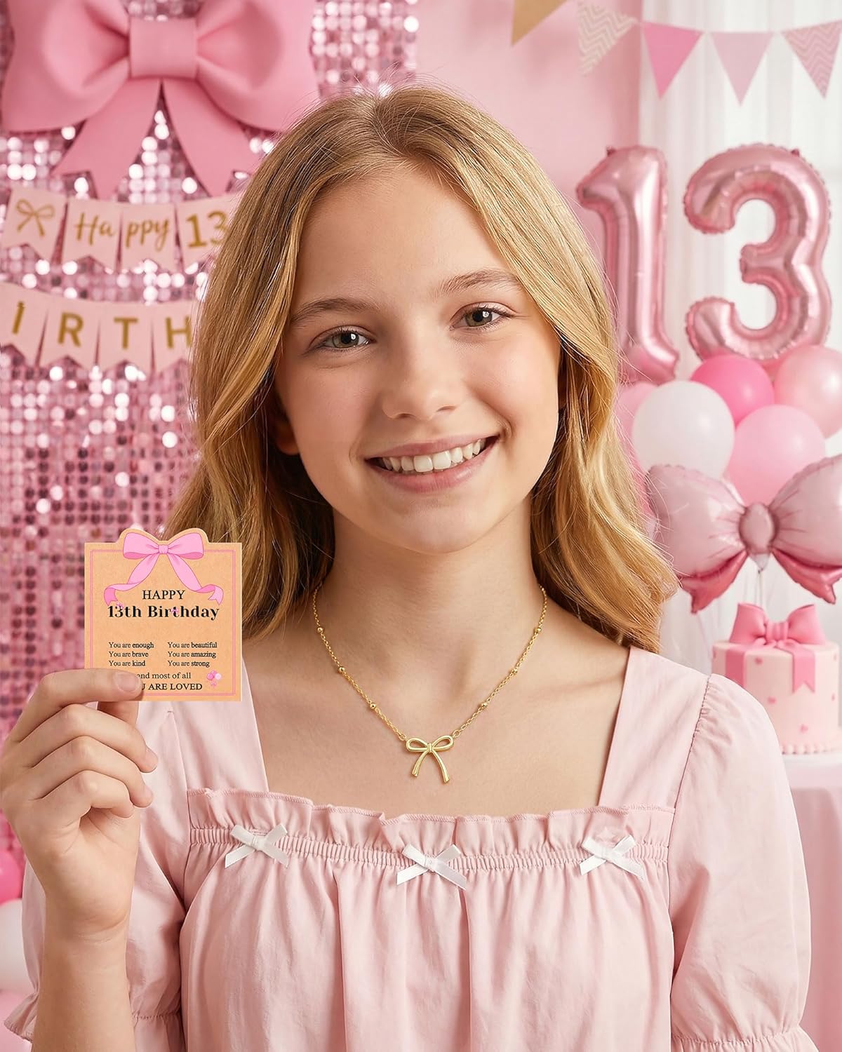 UNGENT THEM You Are Loved - Adorable Bow Necklace for Girls | Perfect Birthday Gift for Ages 8-18