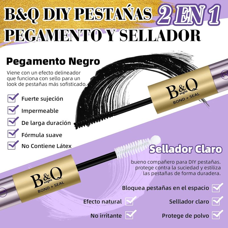 B&Q Lash Cluster Glue - 10ML Waterproof Bond & Seal for Long-Lasting Eyelash Clusters | Professional DIY Use