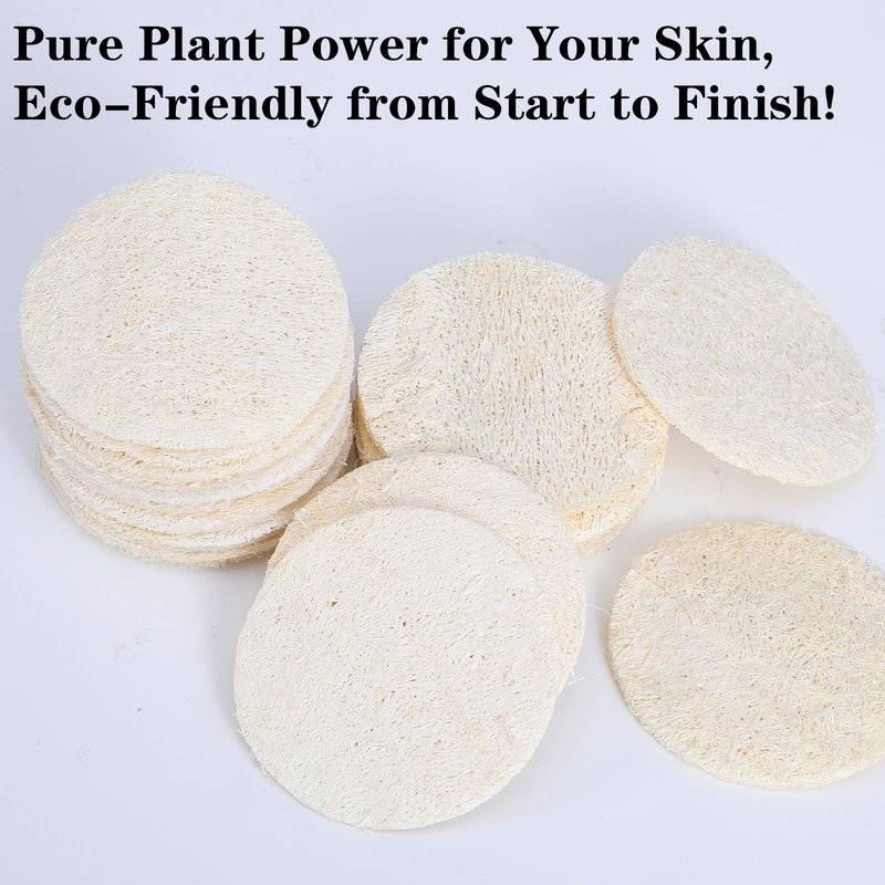 25 Pack Facial Sponge Scrubber Natural Loofah Exfoliating Face Pads Gentle Body Facial Brush Scrubbers Round Makeup Bathing Loofah for Bath Shower Spa Dead Skin Removal Women Men Cleansing