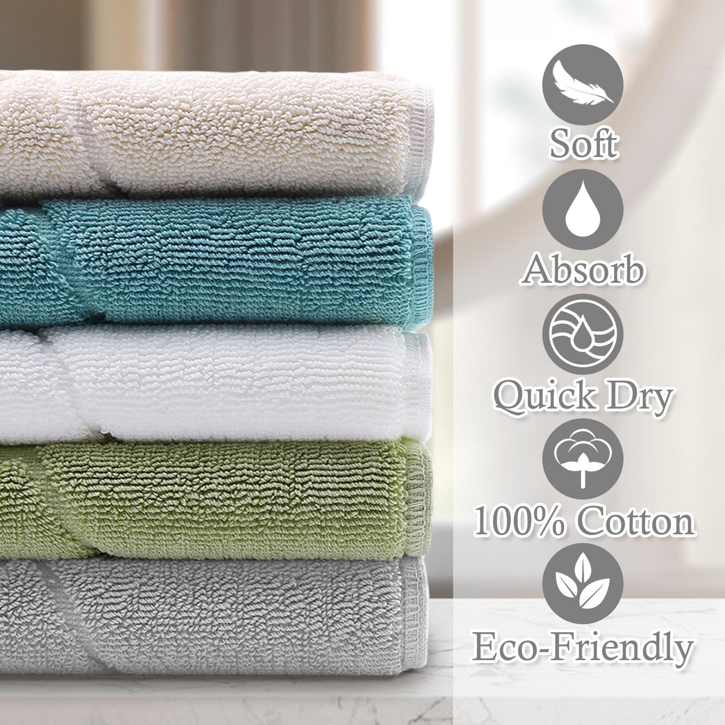 VOOVA & MOVAS Aqua Bath Mat Towels 2Pack- 100% Cotton-Thick 1100GSM - Towel Bathmat for Bathroom Floor, 19"x30", Soft | Absorb | Washable, Teal Terry Cloth Mats for Bathroom
