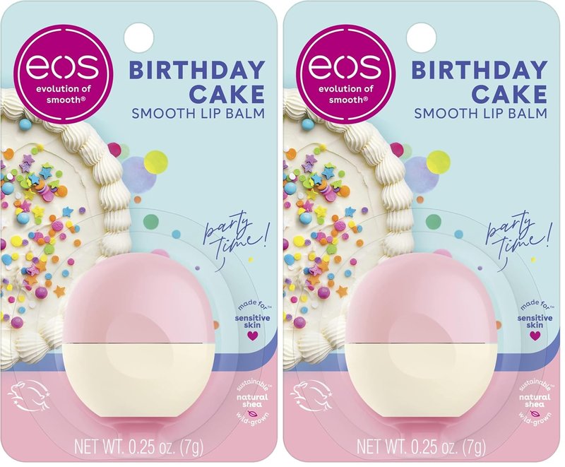 Eos Shea Lip Balm - Birthday Cake Flavor | All-Day Moisture | 0.25 oz | Set of 2