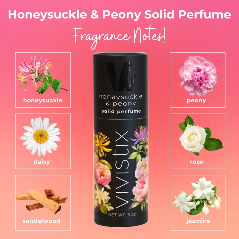 Honeysuckle & Peony Solid Perfume Stick - Portable Floral Travel Scent | Paraben-Free & Made in the USA