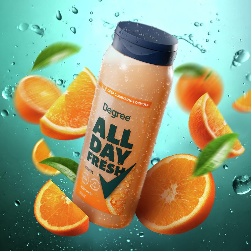 Degree All Day Fresh Body Wash Fresh Citrus Deep Cleansing 20 oz