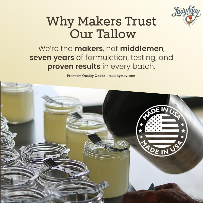 Bulk Grass-Fed Beef Tallow for Soap, Skincare & Candles, 16lbs Unscented Maker-Proven Quality Tallow (2LB)