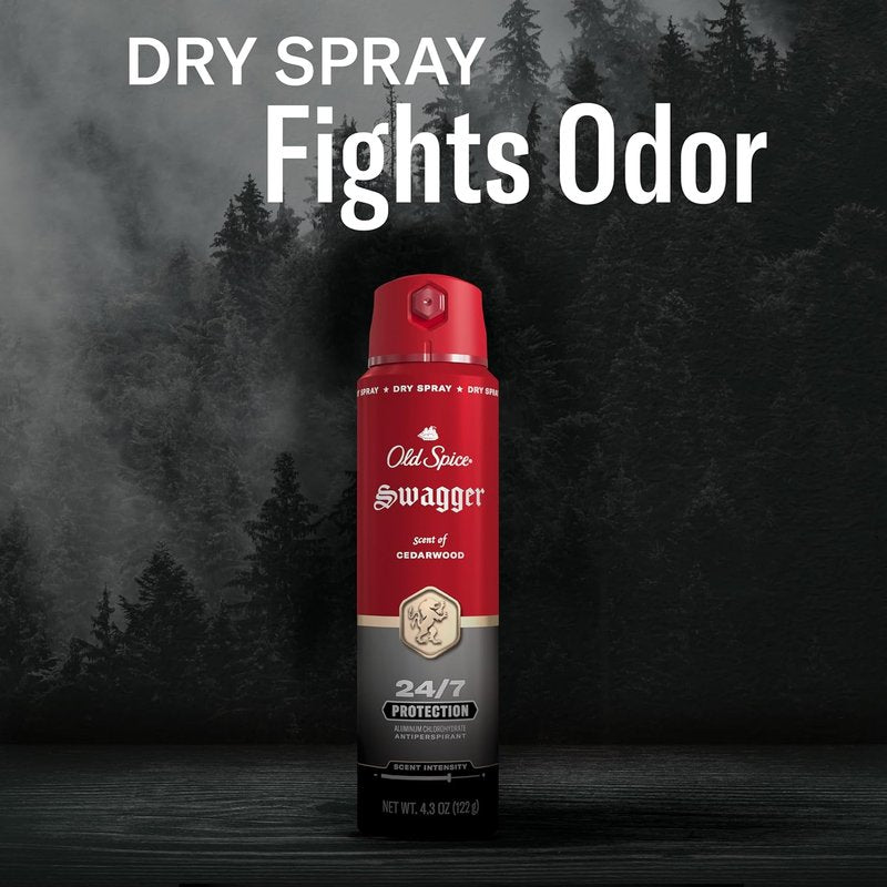 Old Spice Antiperspirant Deodorant Spray for Men - 24/7 Sweat & Odor Protection | Fresh Cedarwood Scent, 4.3 oz (Pack of 2)