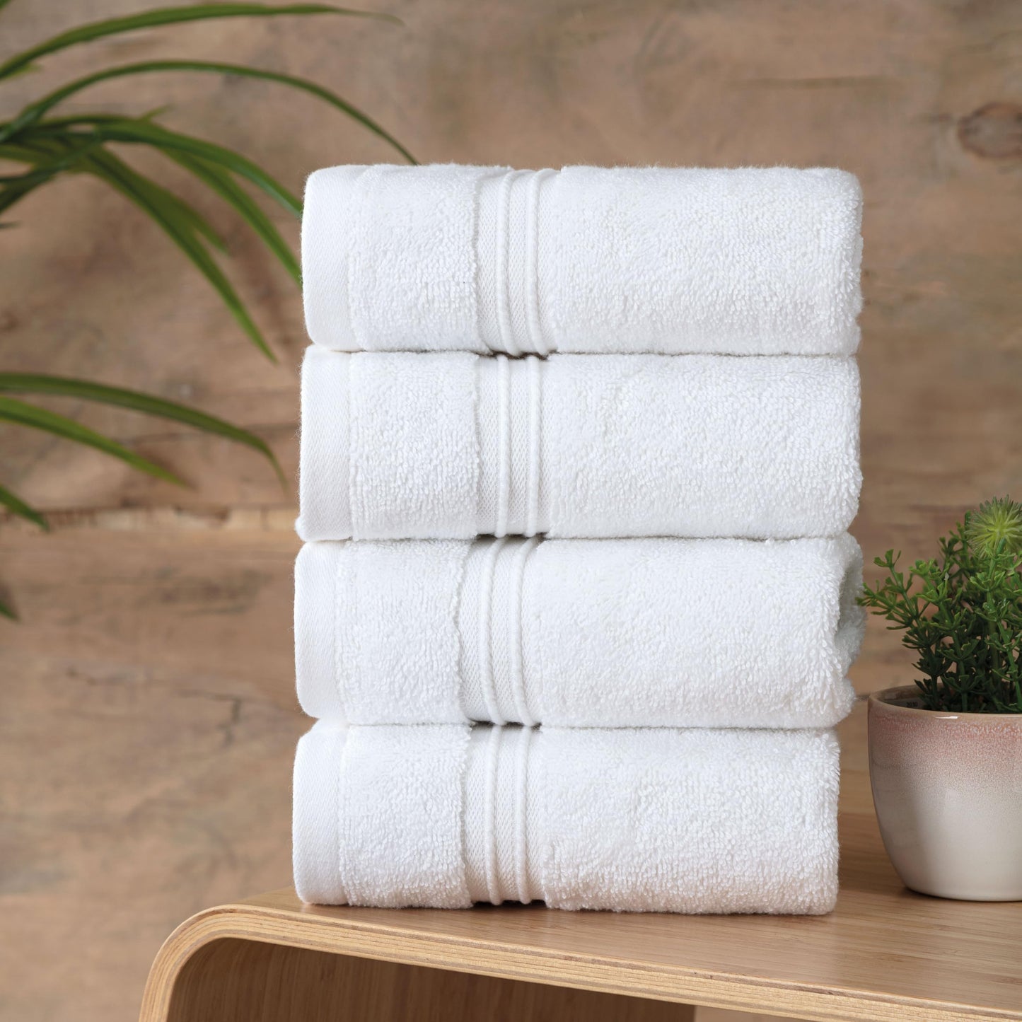 Milara Turkish Super-Plush Wash Cloths Set 4-Piece | Premium 100% Cotton Washcloths Absorbent, Durable with Hanging Loops | White Color Bath Washcloths, (13 x 13 Inch)