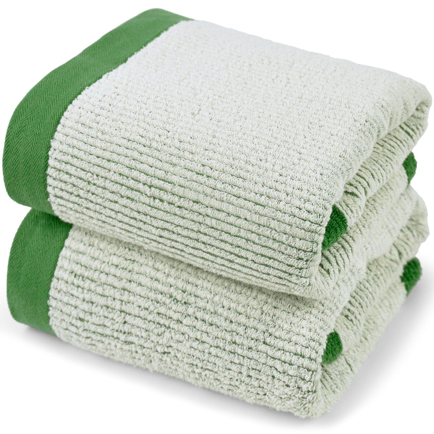 Cleanbear Shower Towel Soft Bath Towels for Bathroom, 2 Cotton Fluffy Bath Towels (520 GSM), 54 x 28 Inches, Green