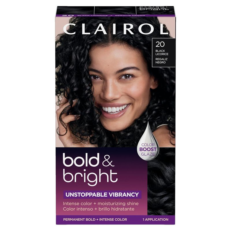 Clairol Bold & Bright Hair Dye - 20 Black Licorice Color | Intense Vibrancy & Moisturizing Shine | 1 Pack