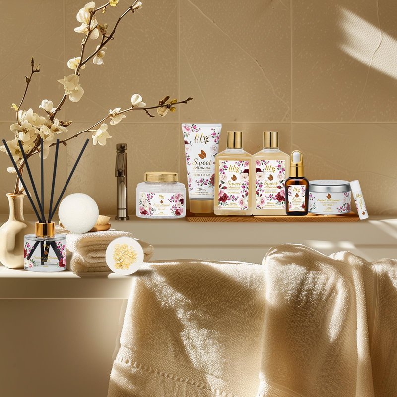 Gifts for Women, Birthday Gifts - 17Piece Honey Almond Spa Gift Basket for Women, Bath and Body Gift Basket Set with Shower Gel | Christmas, Valentines Day, Mothers Day Gift Basket for Mom, Her, Wife