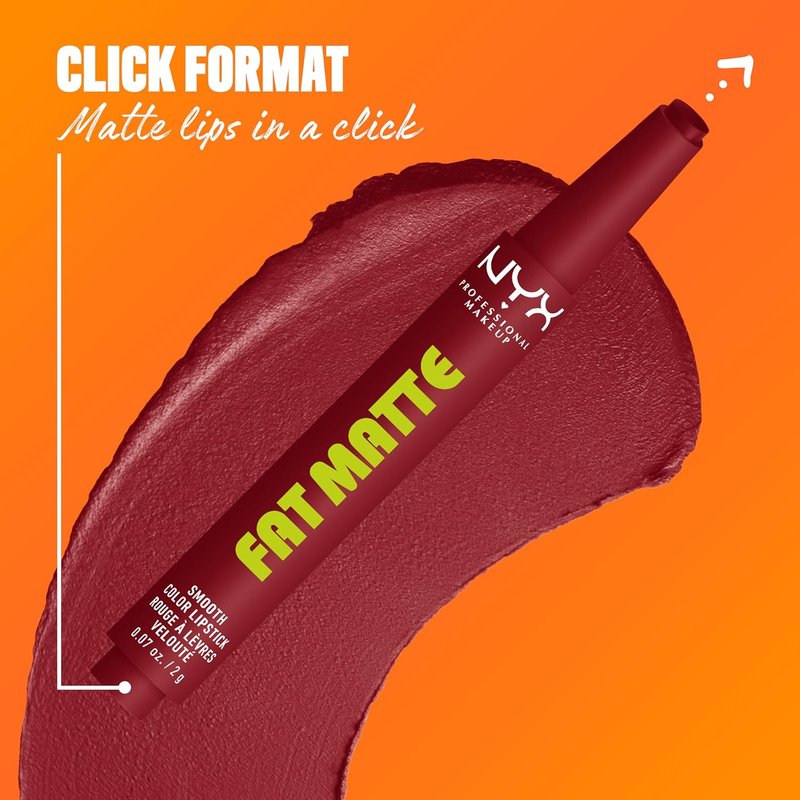 NYX Fat Matte Lipstick - Pigmented, Smoothing & Non-Drying Lip Crayon | Long Lasting Vegan Makeup - Berry Smooth