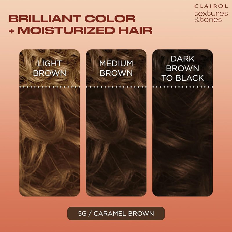 Clairol Textures & Tones Permanent Hair Dye - 5G Caramel Brown | Ammonia-Free, Moisture-Rich with Argan & Olive Oil