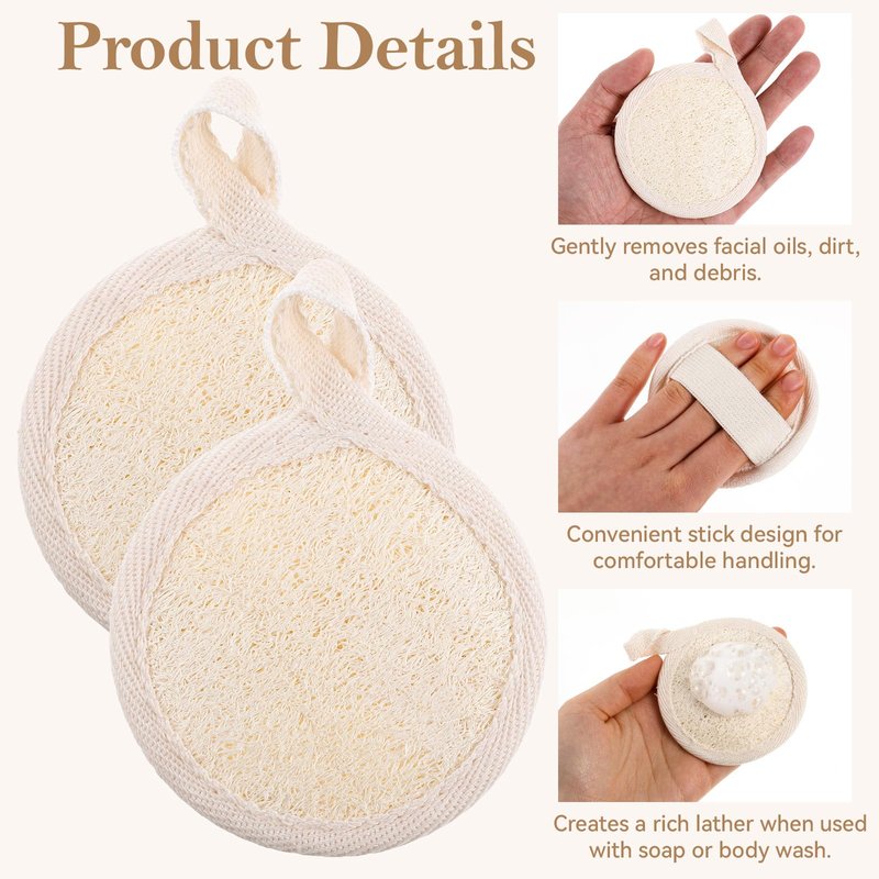 6 PCS Face Loofah, Face Sponges Loofah Exfoliator Scrubber Pads for Cleaning, Natural Facial Scrub Pads Loofahs for Women Men Washing Faces, Bath Shower