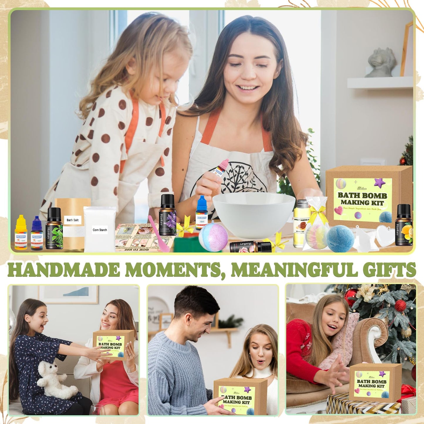 THALUNA Bath Bomb Making Kit, DIY Bath Bomb Kit for Adults & Teens, Make Your Own Bath Fizzy with Bath Bomb Molds, Essential Oils, Relaxing Bath Time Home Creative Spa Gift for Her, Women