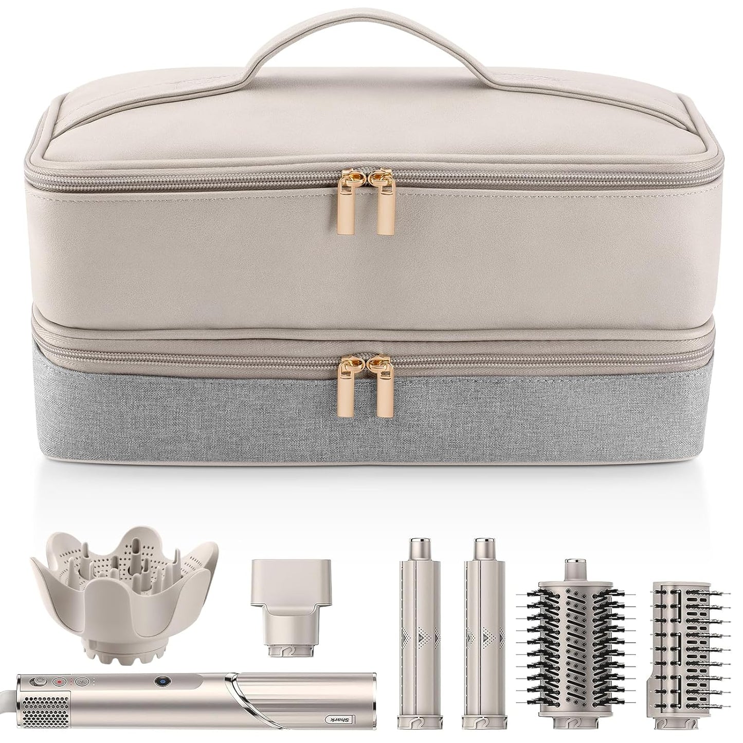 Travel Carrying Case for Hair Dryer - Double-Layer Storage Bag for Shark Flexstyle & Revlon Airwrap | Hair Accessories Organizer