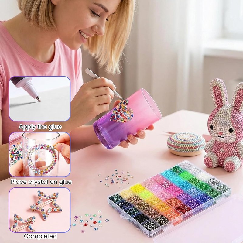 Bedazzler Kit - 2026 Multicolor 3mm Flatback Rhinestones for Nail Art & Crafting (24000 Pieces)