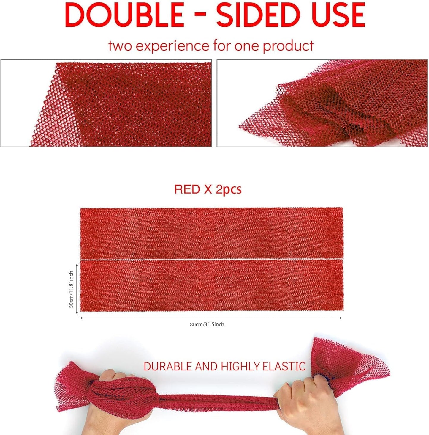 UJFQBH African Bath Sponge Set - Exfoliating Net Body Scrubber for Smooth Skin | Red