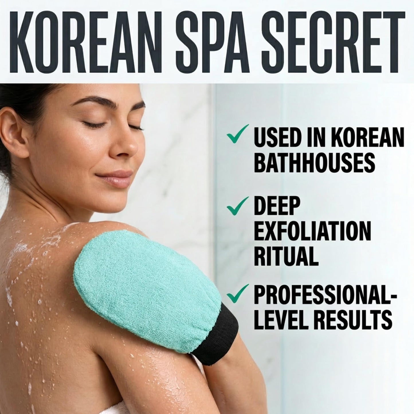 Korean Exfoliating Glove for Shower – Deep Body Scrubber & Face Exfoliator – Shower Gloves – Tan Remover Washcloth, Smooth Skin & Body Exfoliating Mitt – Loofah Wash Cloth Alternative (Pack of 1)