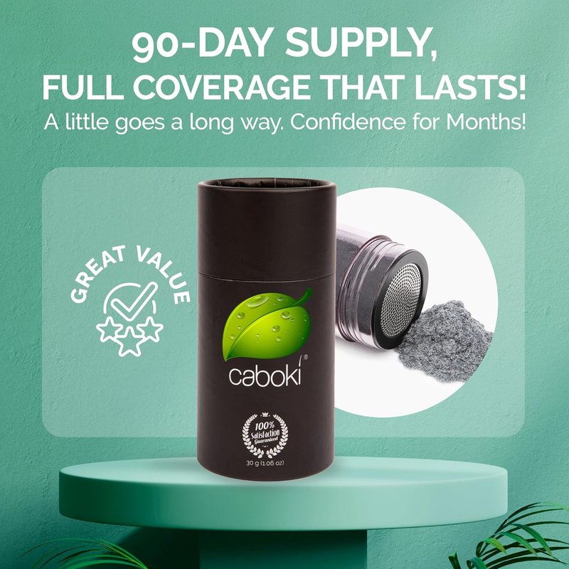 Caboki Hair Fibers for Thinning Hair - Natural Plant-Based Powder for Men & Women - Instantly Thicker Hair - 30g, Salt & Pepper-Dark