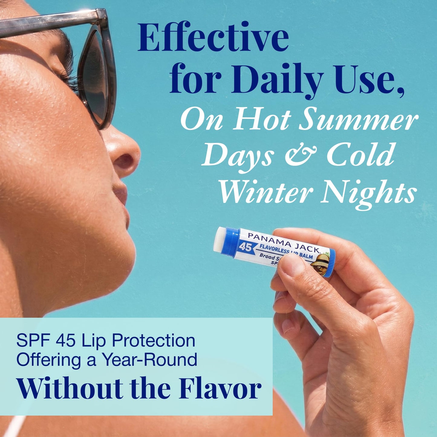 Panama Jack Sunscreen Lip Balm - SPF 45, Broad Spectrum UVA-UVB Sunscreen Protection, Prevents & Soothes Dry, Chapped Lips