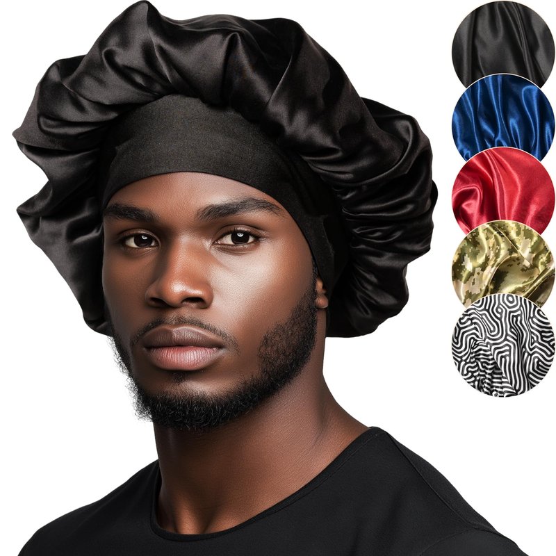 Niagara Satin Bonnet Men - Bonnet for Sleeping Men - Reversible Night Cap - Mens Bonnet for Curly Hair
