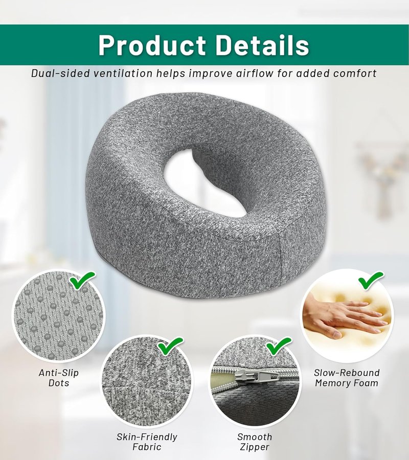 Face Down Pillow - Breathable Memory Foam Cradle for Massage & Prone Sleeping | Comfortable Stomach Sleeping Cushion