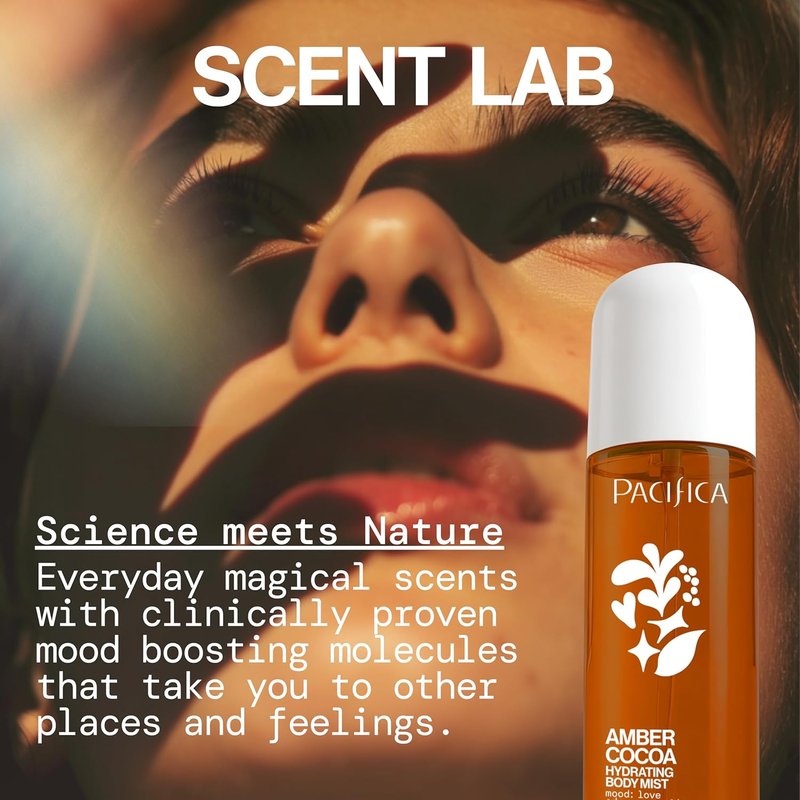 Pacifica Amber Cocoa Gourmand Body Mist - Warm Vanilla Coffee Fragrance Spray | Hydrating, Vegan, 5 oz
