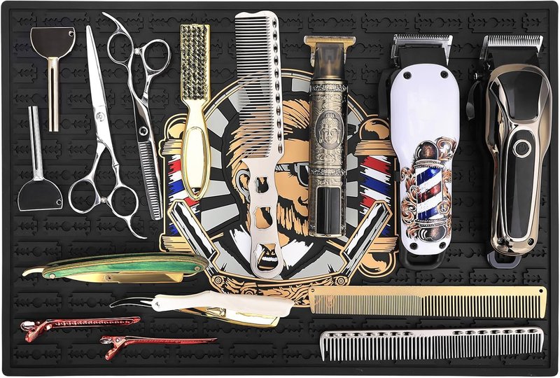 Non-Slip Barber Mat - Flexible Rubber Hair Styling Tool Protector | 17.7 x 11.8 Inches