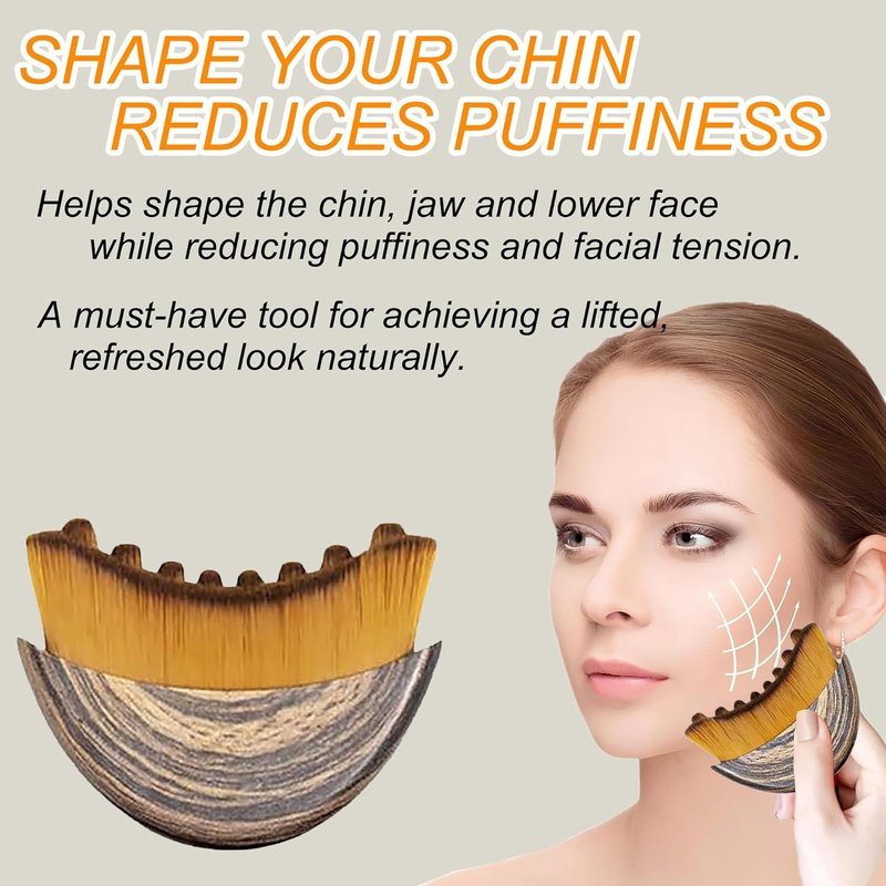 Lymphatic Contour Face Brush Set - 2PCS Ergonomic Dry Brush for Facial Sculpting, De-Puffing & Glow | Ideal for Jawline & Chin