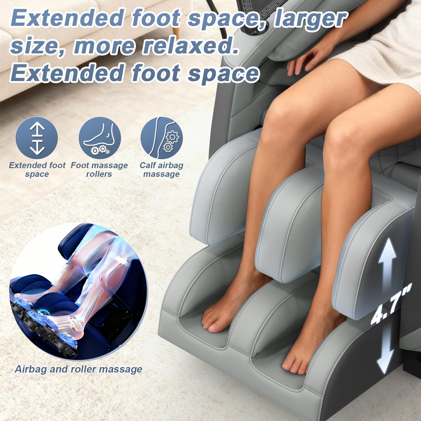 Srfzluxy Massage Chair Full Body, Zero Gravity Massage Chair with 16 Fix Rollers, Auto Massage Program, Foot and Calf Massage, Recliner Chair with Heating, Touch Screen Controller, Bluetooth Speaker