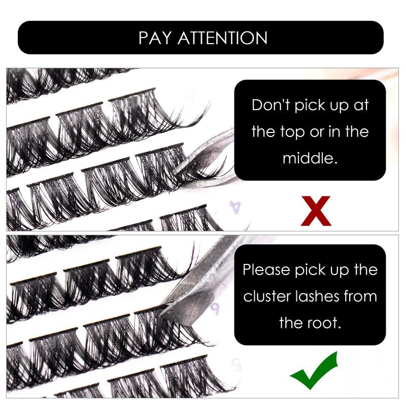 Cluster Lashes 72 Individual Lashes Clusters Eyelash Extensions False Eyelashes DIY Lash Extension Kit Reusable False Eyelashes Natural Look Mix 10-16mm-DM01