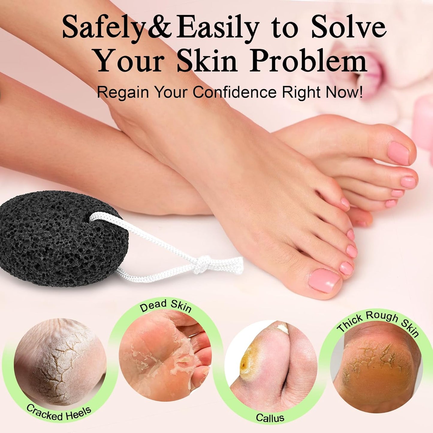 Skiennix Natural Pumice Stone - Effective Dead Skin & Callus Remover | 2-Pack Foot Scrubber