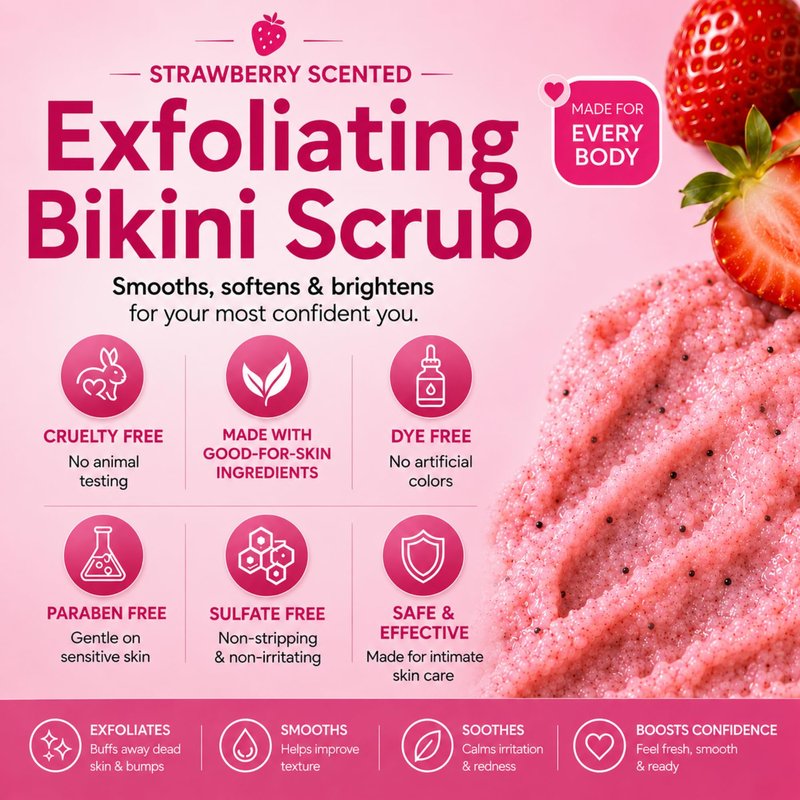 brii Exfoliating Pre Shave + Pre Wax Bikini Area Scrub For Skin Prone To Razor Bumps, Ingrown Hairs & Dark Spots – Gentle Bikini Line & Intimate Area Scrub for Smooth, Even-Tone Skin