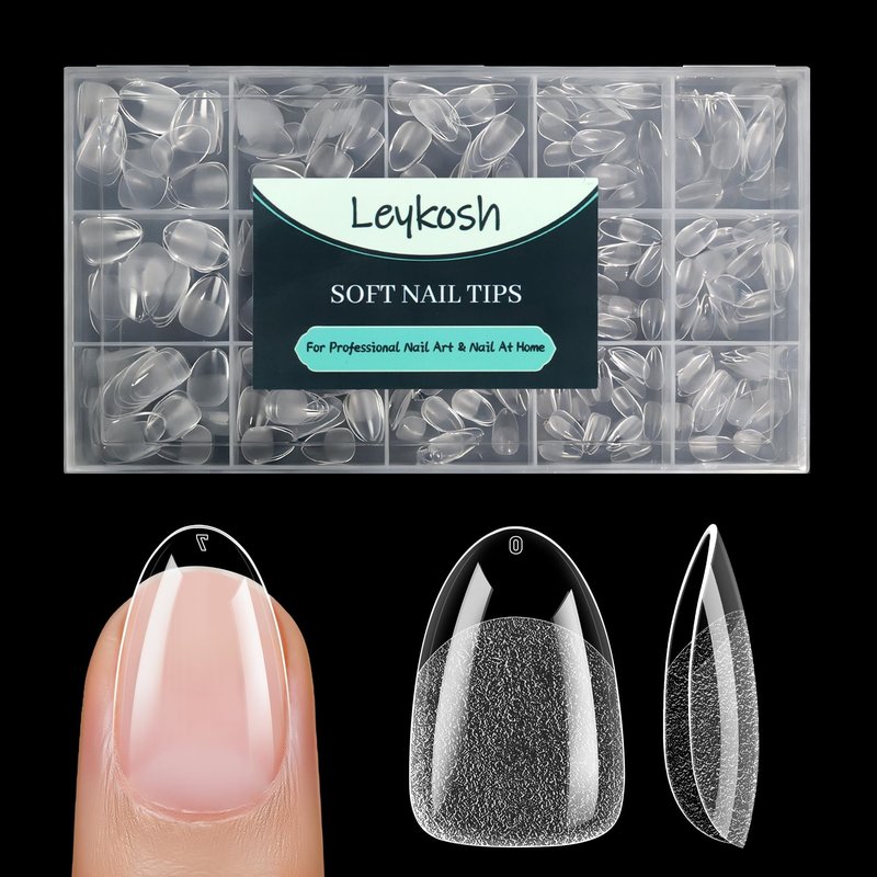 Short Round Oval Nail Tips, 240pcs Acrylic Soft Fake Nails Gel Nail Tips, Full Cover Pre-Shaped Matte Clear Press on Nails for Extension, Diy at Home Manicure 15 Sizes