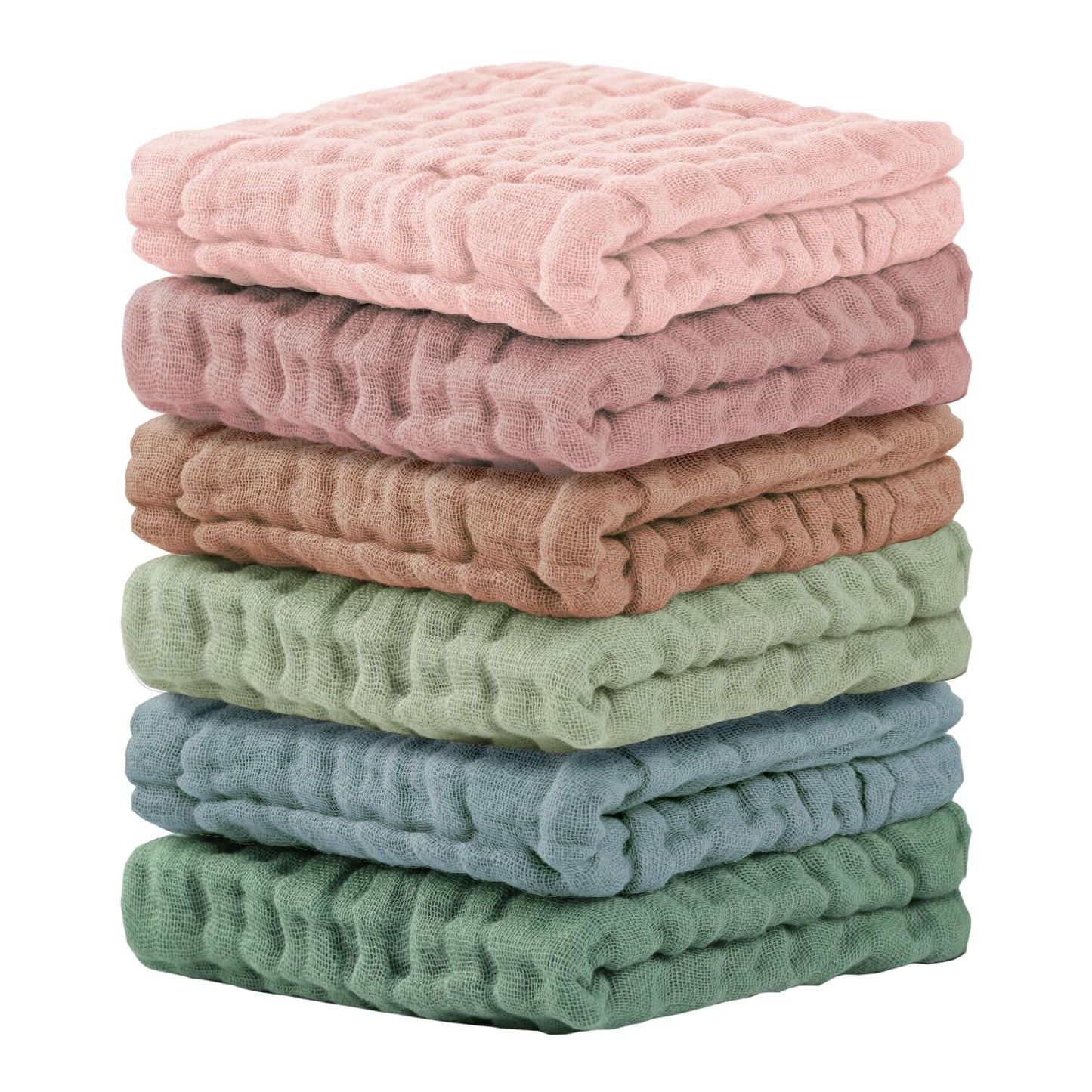 Cuddle Campus Baby Washcloths 6 Packs, Muslin Washcloths Baby,Cotton Burp Cloths, Extra Absorbent and Soft Wash Clothes for Newborns, 12x12 Inches