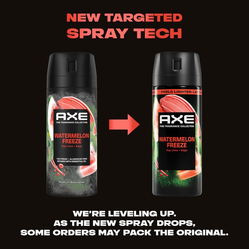AXE Fine Fragrance Collection Body Spray Watermelon Freeze 72 Hour Freshness Aluminum Free 2.9 oz