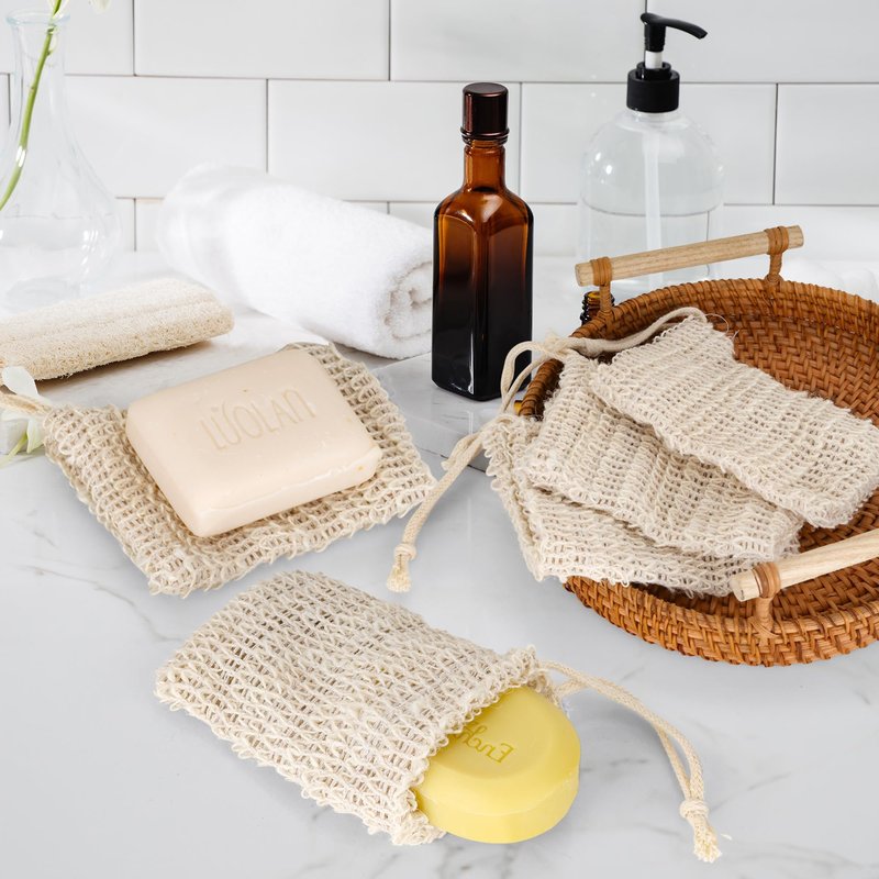 KEJJNYER 50 Pack Soap Saver Bags, Exfoliating Soap Pouch Bar Mesh Bags with Drawstring, Foaming and Drying Soaps Exfoliating Net for Bath and Shower