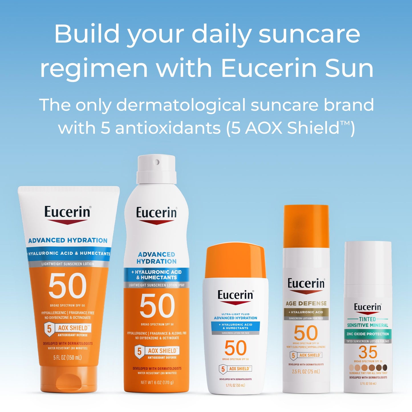 Eucerin Sun Sensitive Mineral Sunscreen Lotion SPF 50 with Zinc Oxide Protection, Hypoallergenic Sunscreen for Sensitive Skin, Oxybenzone and Octinoxate Free, 4 Fl Oz Tube