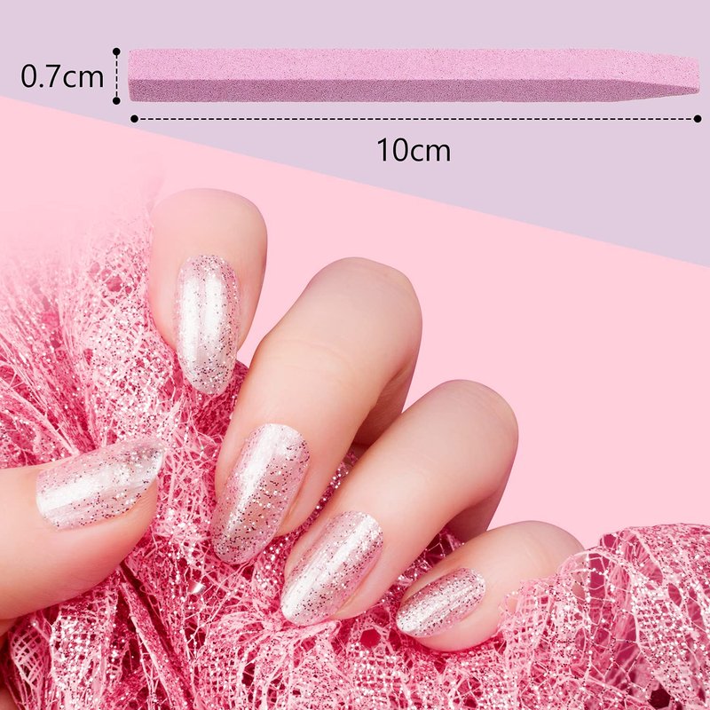Mudder 20 Pcs Stone Nail File Pumice Stick for Fingernails Pumice Rock Nail Cuticle Pusher Rock File for Home Salon Toenail Buffing Tool (Pink)