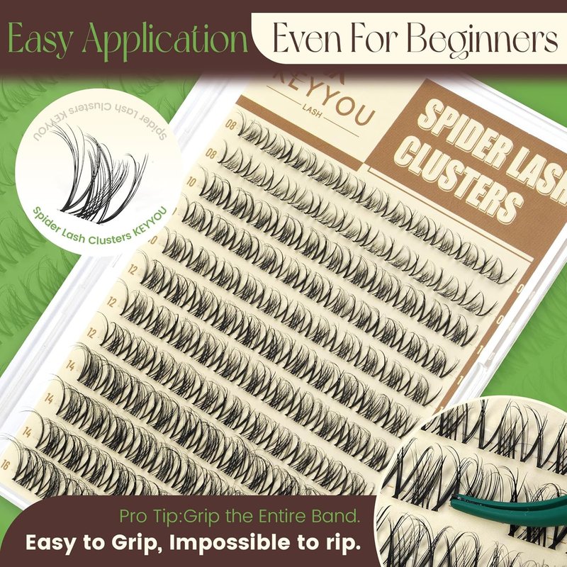 KEYYOU Spider Lash Clusters - Wispy D Curl Eyelash Extensions | Natural Look, 8-16mm Sizes