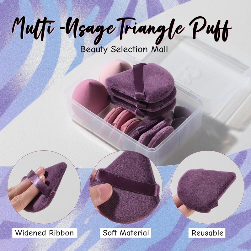 Makeup Sponge Set - 14 Pcs Triangle Puff for Liquid, Cream & Powder | Multi-Colored with Case