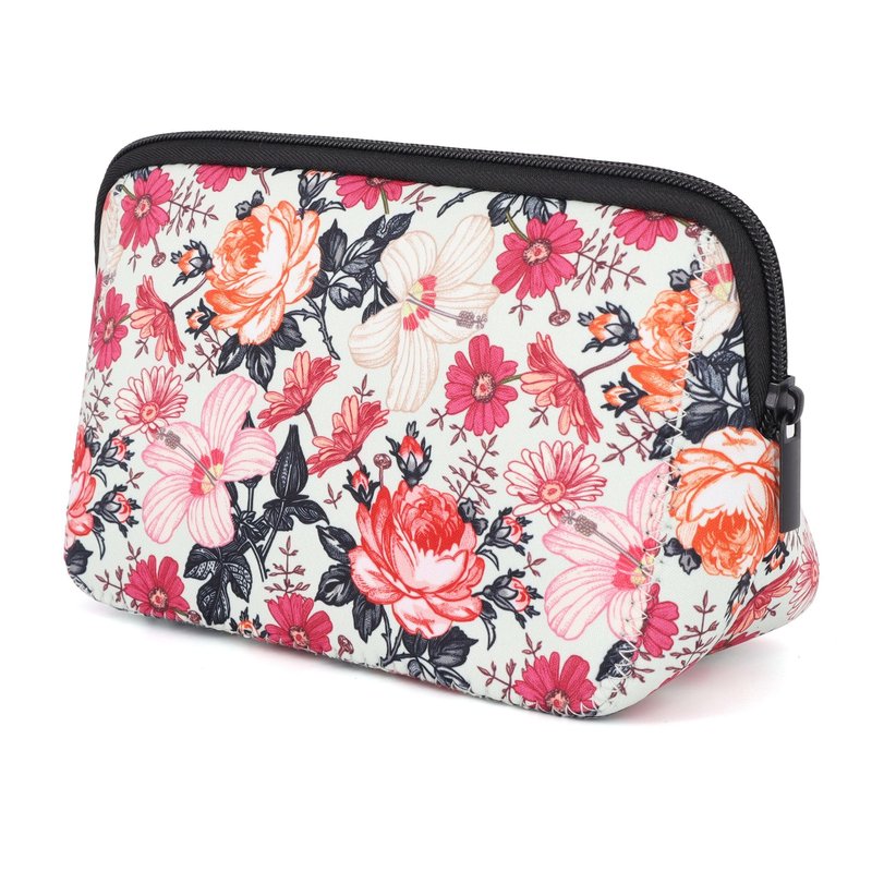 AJLTPA Cosmetic Bag Waterproof Neoprene Zipper Pouch Travel Portable Toiletry Makeup Bags Organizer Case for Women and Girls, Chamomile