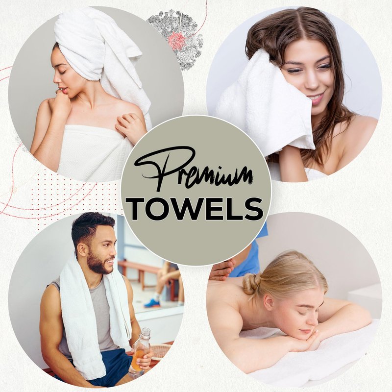 GOLD TEXTILES Premium Bath Towel Set (Pack of 12,27 x 54) 100% Ring-Spun Cotton Towels for Hotel, Spa, Soft and Absorbent (27 x 54, White - 12 Pcs)